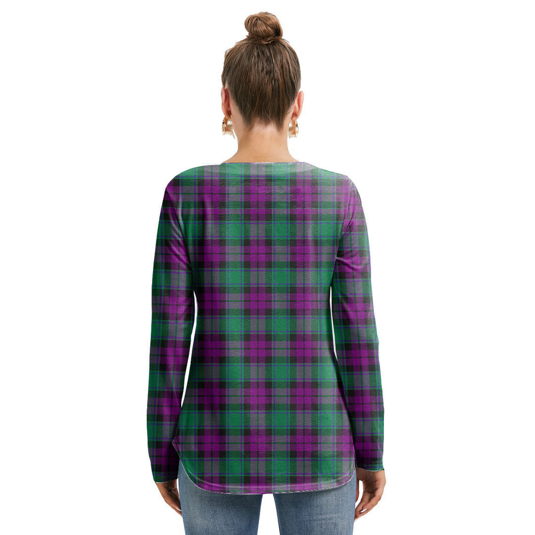 MacArthur Milton Tartan Plaid Long Sleeve Neckline Tie Sweatshirt