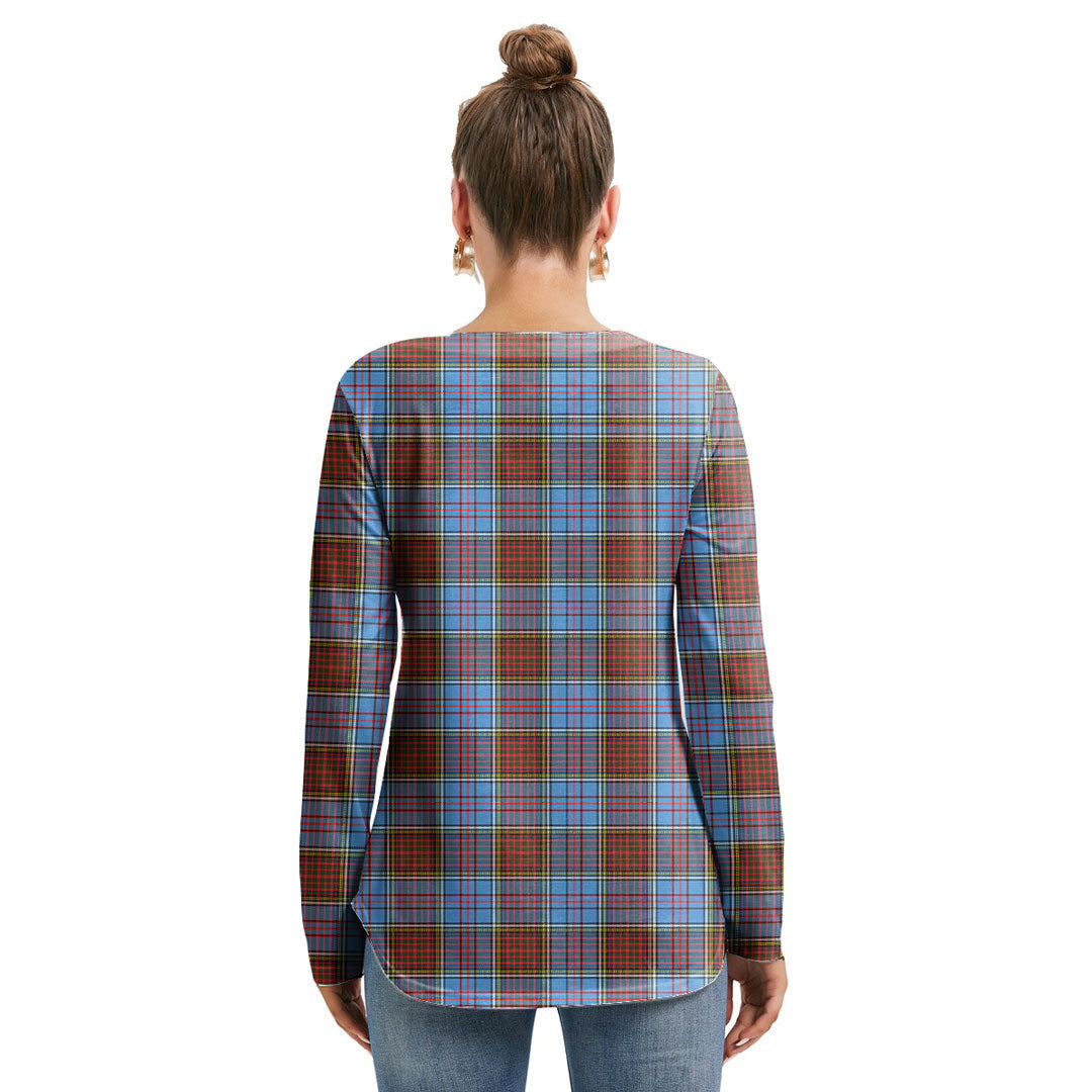 Anderson Modern Tartan Plaid Long Sleeve Neckline Tie Sweatshirt