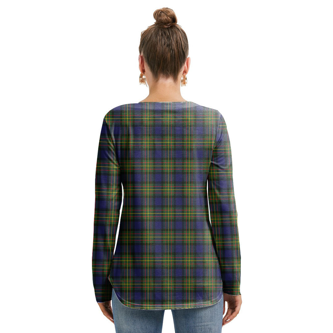 MacLaren Modern Tartan Crest Long Sleeve Neckline Tie Sweatshirt