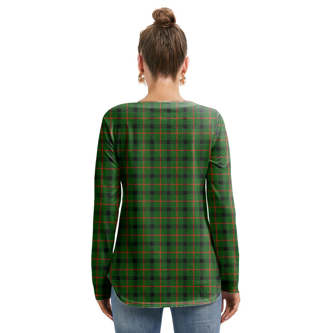 Kincaid Modern Tartan Plaid Long Sleeve Neckline Tie Sweatshirt