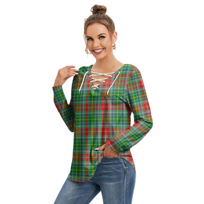 Muirhead Tartan Plaid Long Sleeve Neckline Tie Sweatshirt