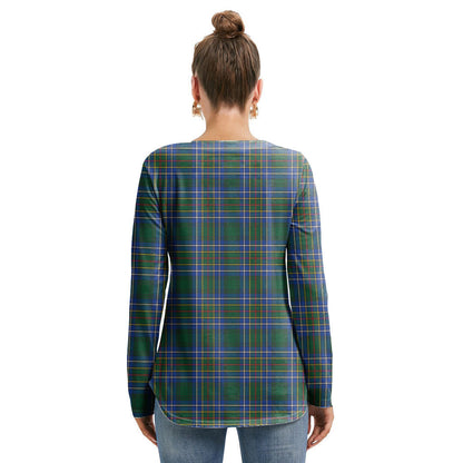 Cockburn Ancient Tartan Plaid Long Sleeve Neckline Tie Sweatshirt