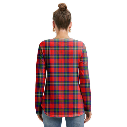 Ruthven Modern Tartan Plaid Long Sleeve Neckline Tie Sweatshirt