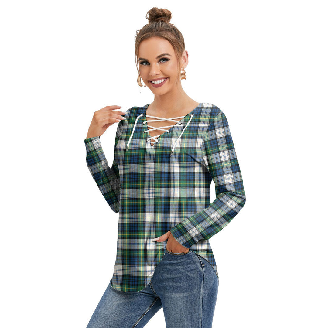 Gordon Dress Ancient Tartan Plaid Long Sleeve Neckline Tie Sweatshirt