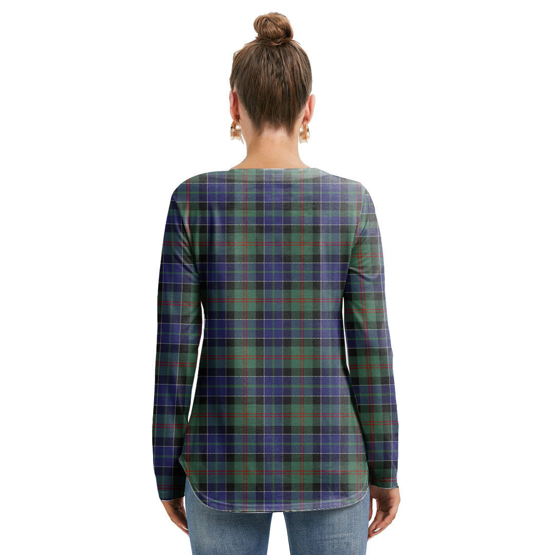 MacPhedran Tartan Plaid Long Sleeve Neckline Tie Sweatshirt
