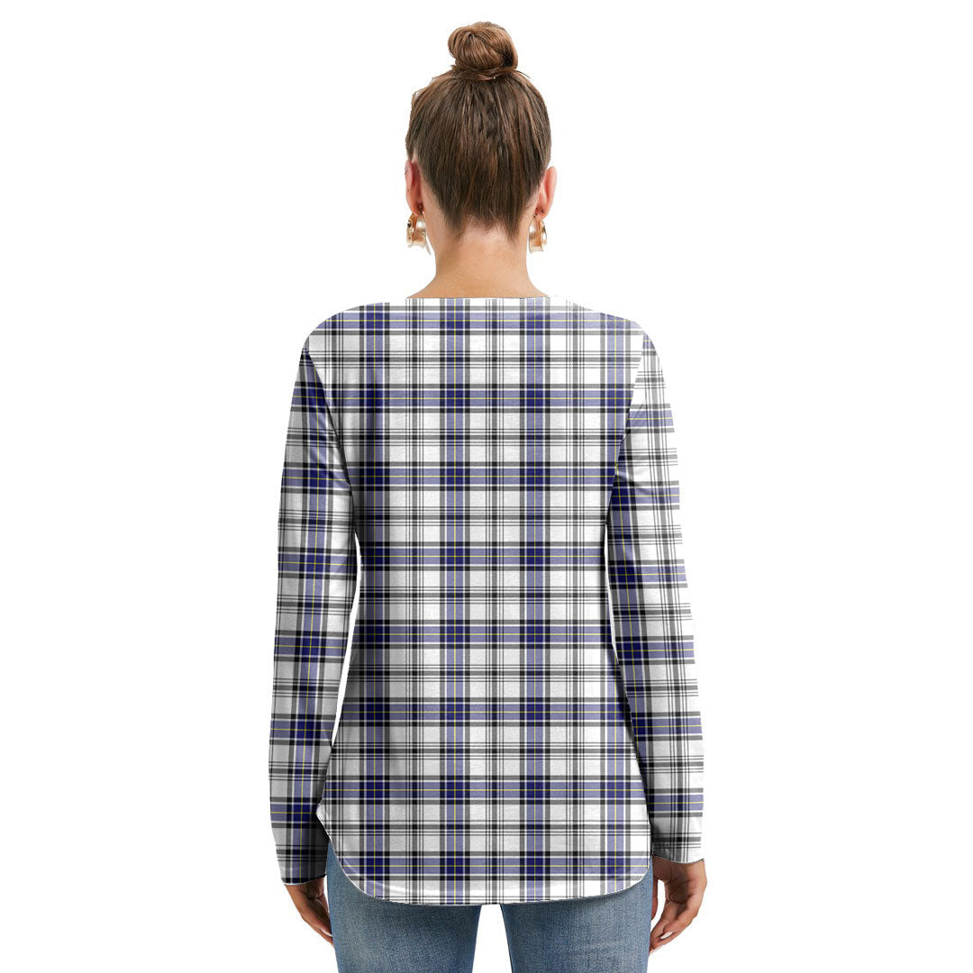 Hannay Modern Tartan Crest Long Sleeve Neckline Tie Sweatshirt