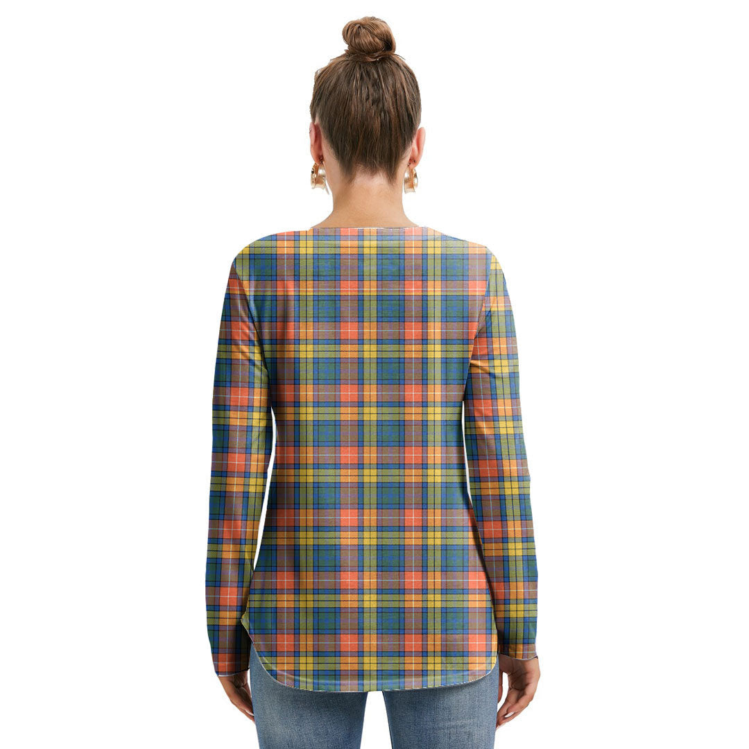 Buchanan Ancient Tartan Plaid Long Sleeve Neckline Tie Sweatshirt