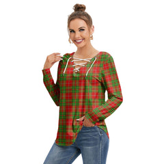 Burnett Ancient Tartan Plaid Long Sleeve Neckline Tie Sweatshirt