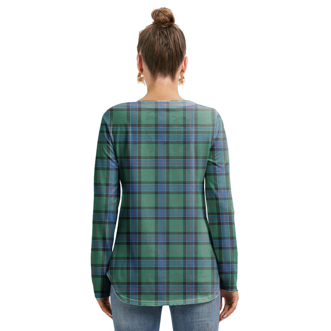 Sinclair Hunting Ancient Tartan Plaid Long Sleeve Neckline Tie Sweatshirt