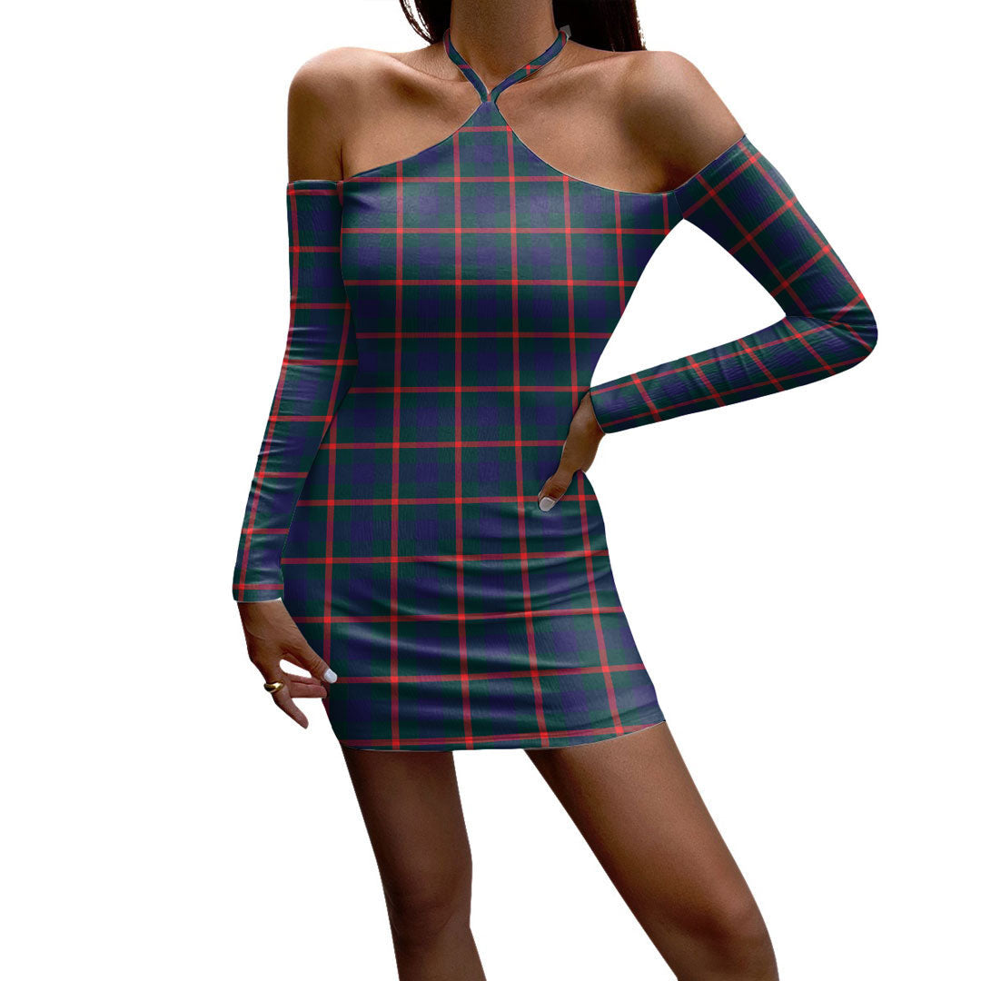 Agnew Modern Tartan Plaid Halter Lace-up Dress