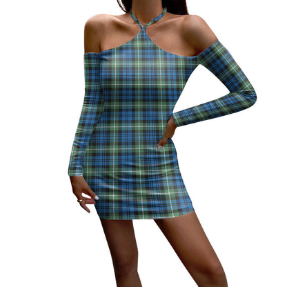 Lamont Ancient Tartan Plaid Halter Lace-up Dress