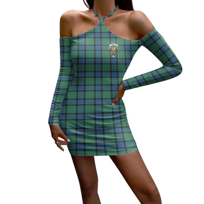 Sinclair Hunting Ancient Tartan Crest Halter Lace-up Dress