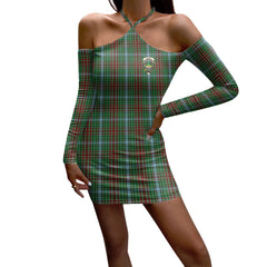 Gayre Tartan Crest Halter Lace-up Dress