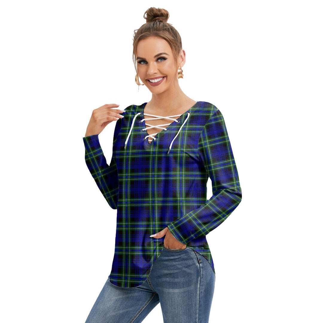 Arbuthnot Modern Tartan Plaid Long Sleeve Neckline Tie Sweatshirt