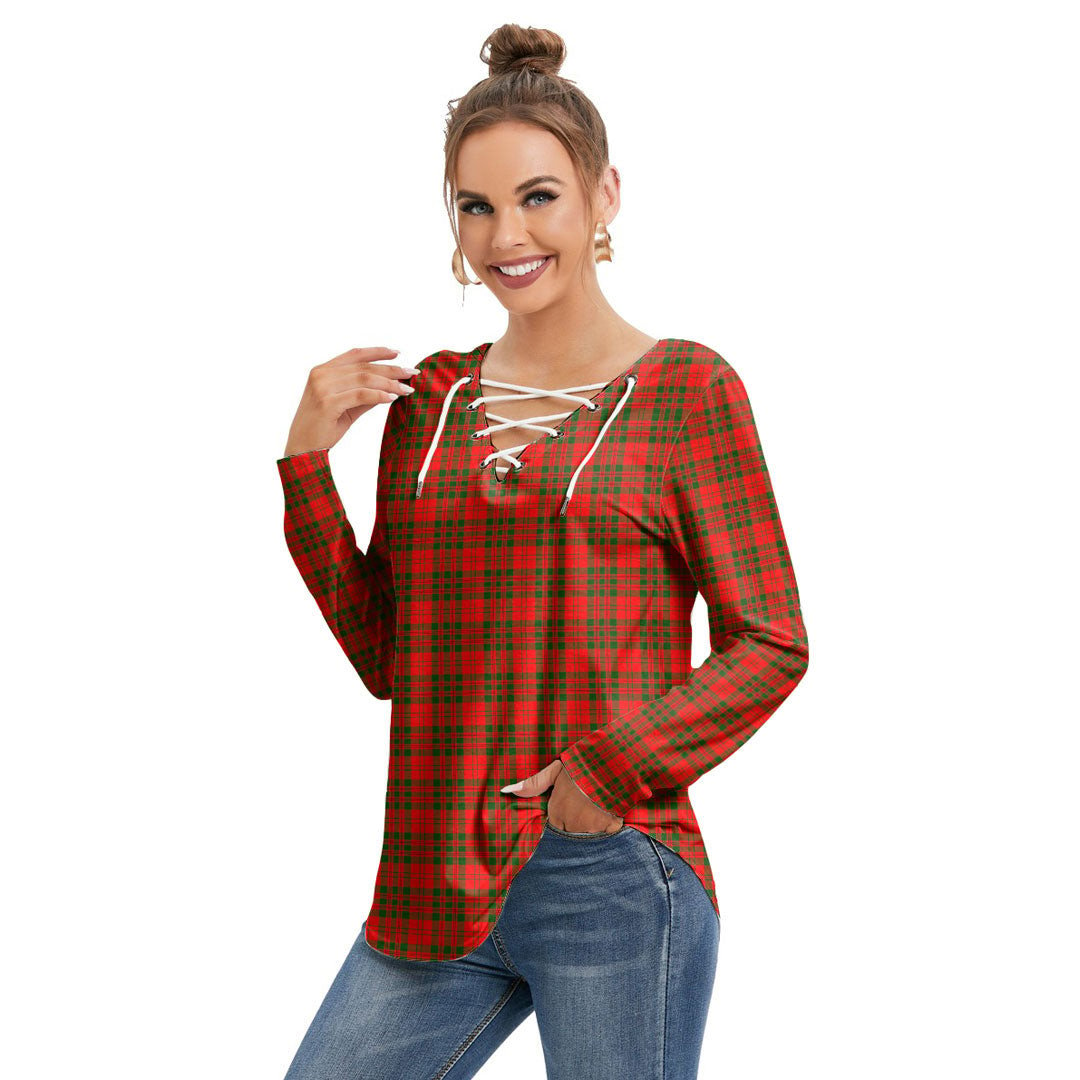 Livingstone Modern Tartan Plaid Long Sleeve Neckline Tie Sweatshirt