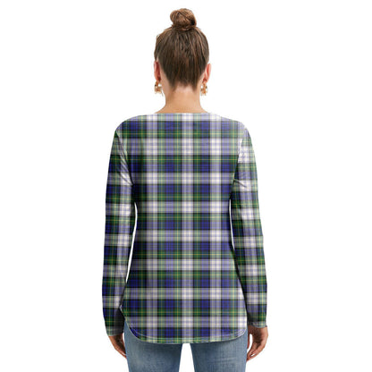 Gordon Dress Modern Tartan Plaid Long Sleeve Neckline Tie Sweatshirt