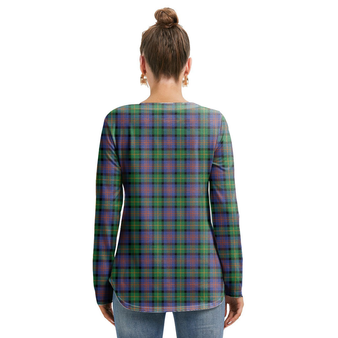 Logan Ancient Tartan Plaid Long Sleeve Neckline Tie Sweatshirt