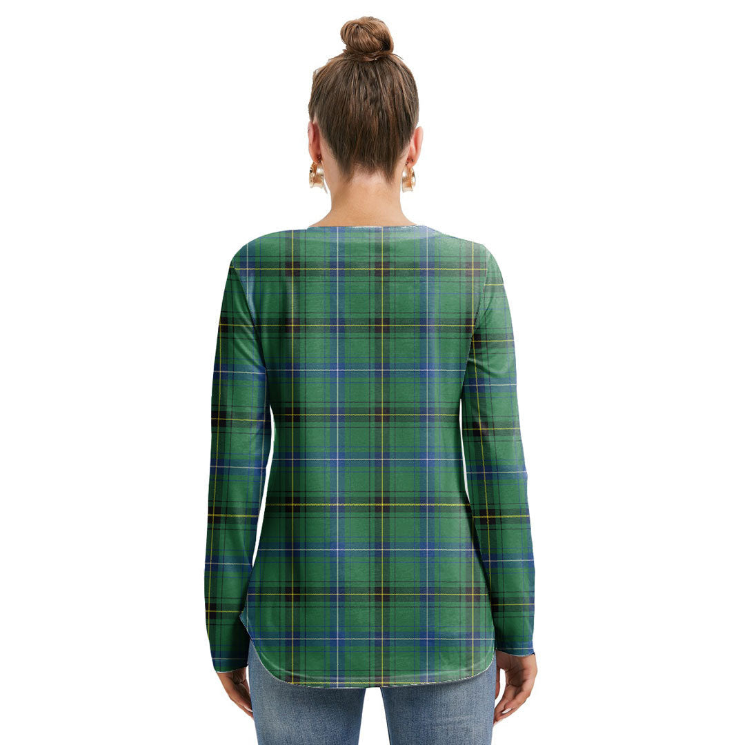 Henderson Ancient Tartan Plaid Long Sleeve Neckline Tie Sweatshirt