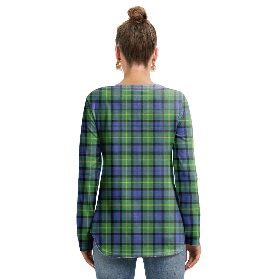 Gordon Old Ancient Tartan Plaid Long Sleeve Neckline Tie Sweatshirt