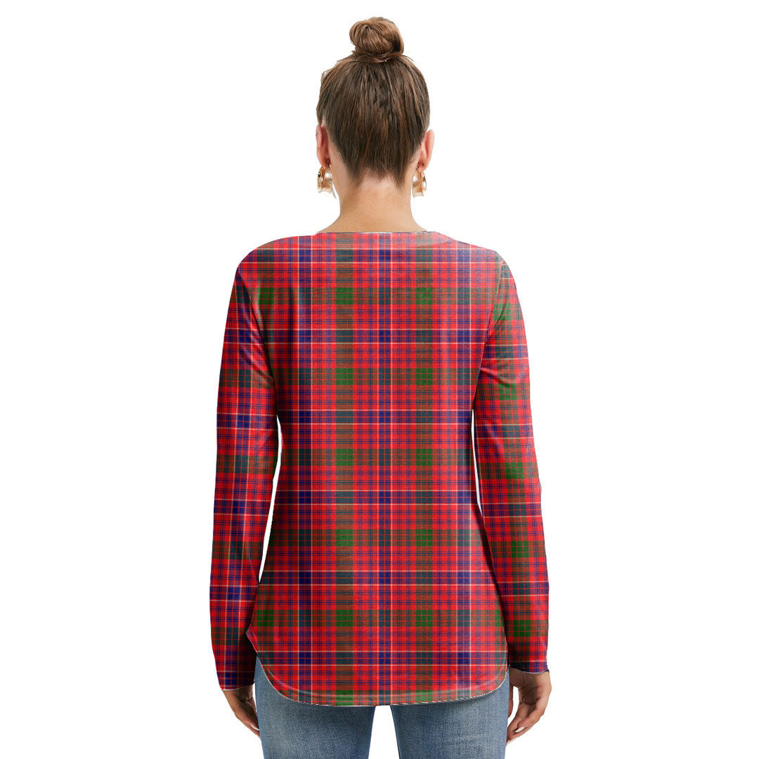 MacRae Modern Tartan Crest Long Sleeve Neckline Tie Sweatshirt