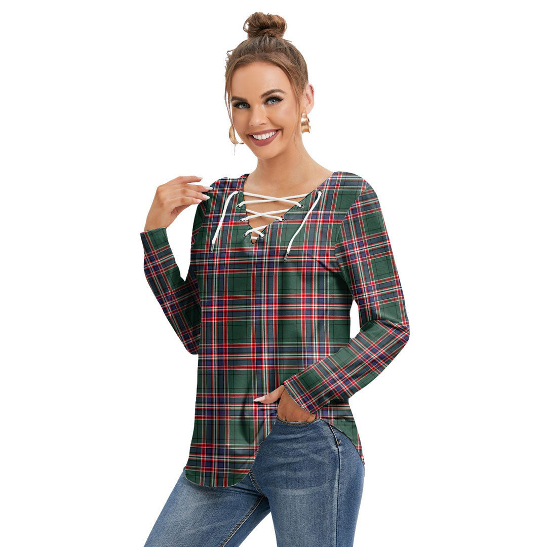 MacFarlane Hunting Modern Tartan Plaid Long Sleeve Neckline Tie Sweatshirt