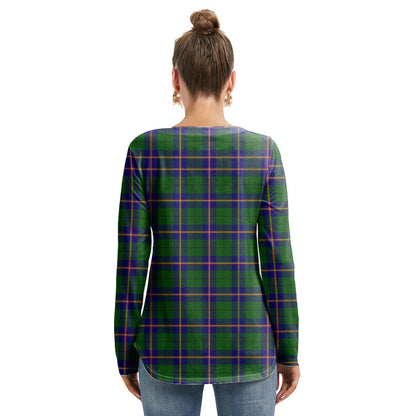 Carmichael Modern Tartan Plaid Long Sleeve Neckline Tie Sweatshirt