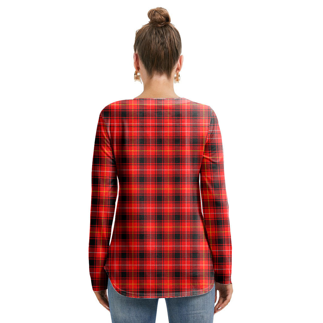 MacIver Modern Tartan Plaid Long Sleeve Neckline Tie Sweatshirt