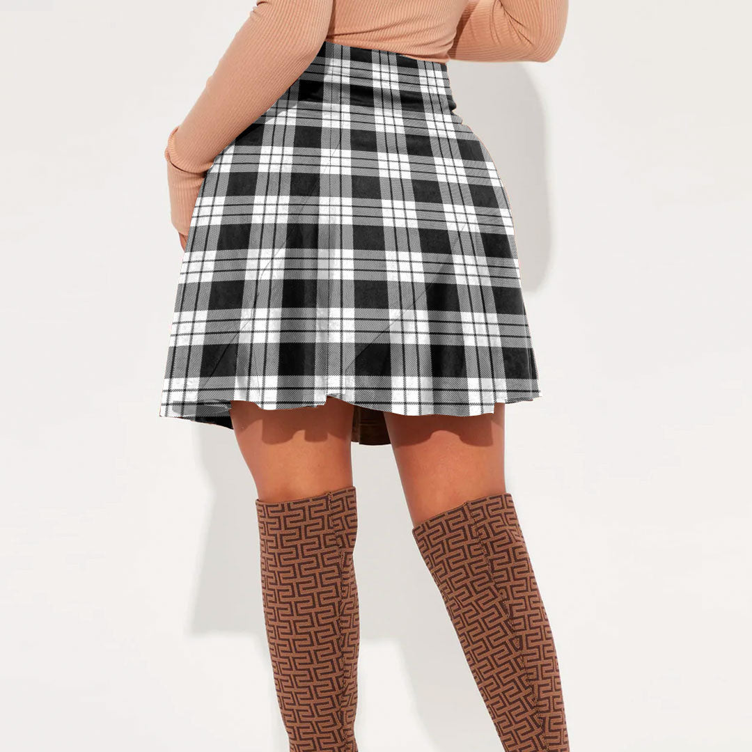 MacFarlane Black White Tartan Plaid Mini Skirt