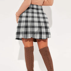MacFarlane Black White Ancient Tartan Plaid Mini Skirt