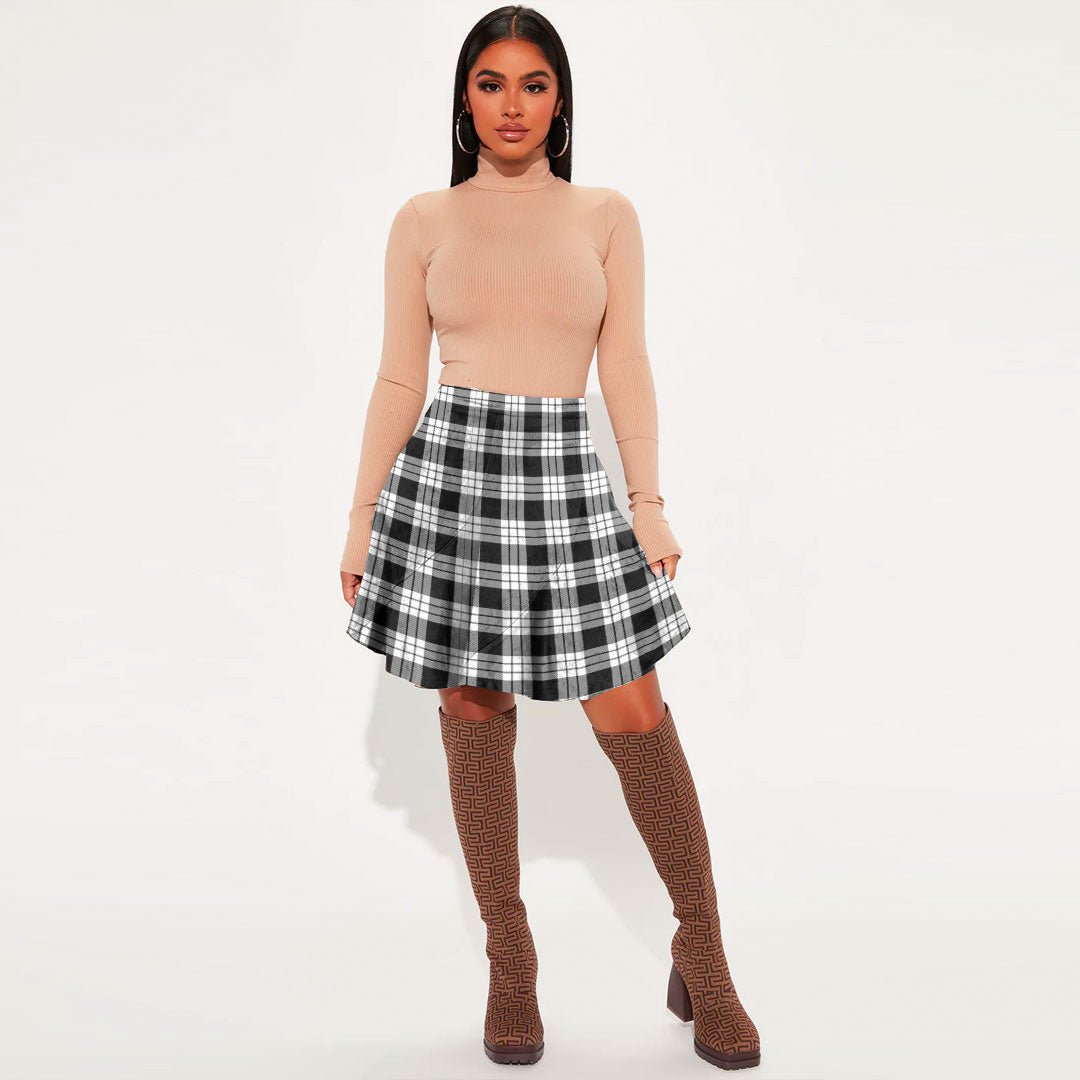 MacFarlane Black White Tartan Plaid Mini Skirt