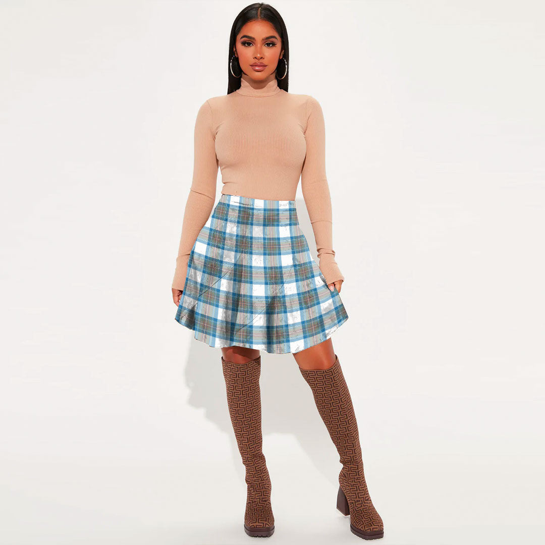 Stewart Muted Blue Tartan Plaid Mini Skirt