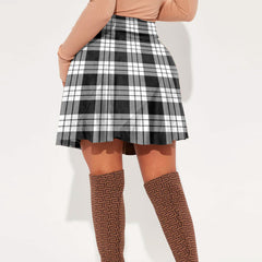 MacFarlane Black White Tartan Crest Mini Skirt