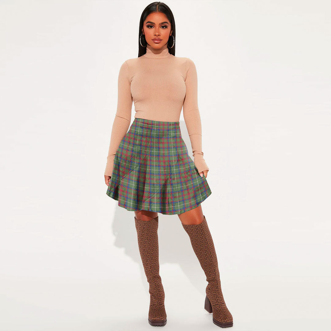 Shaw Green Modern Tartan Plaid Mini Skirt