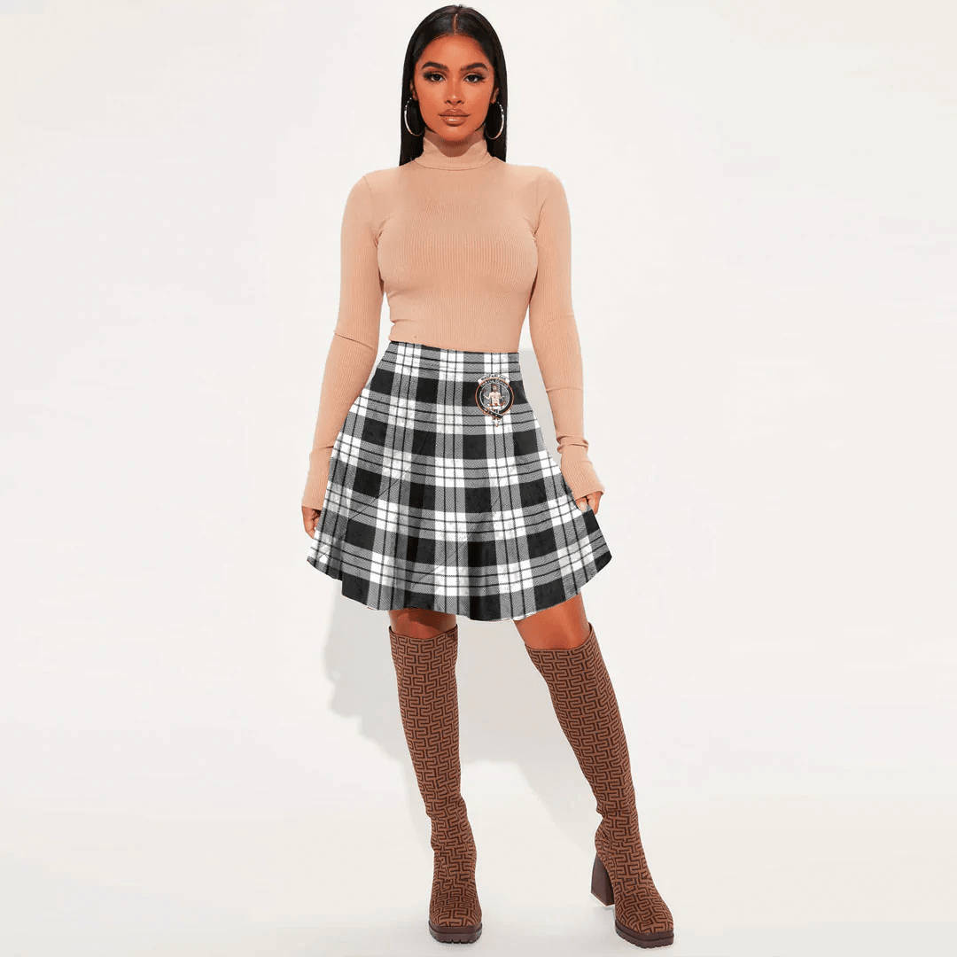 MacFarlane Black White Tartan Crest Mini Skirt
