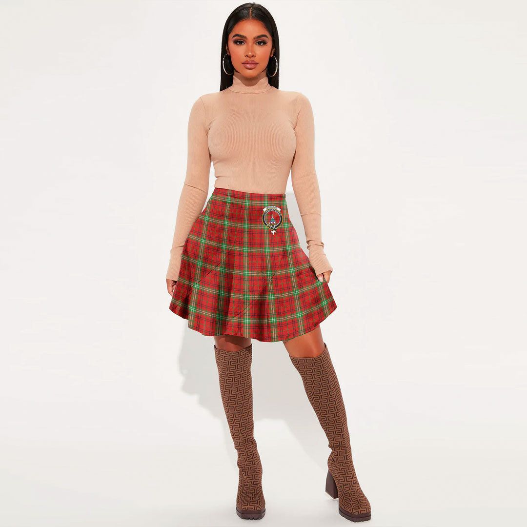 Morrison Red Modern Tartan Crest Mini Skirt