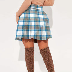 Stewart Muted Blue Tartan Crest Mini Skirt