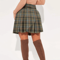 Stewart Hunting Weathered Tartan Crest Mini Skirt