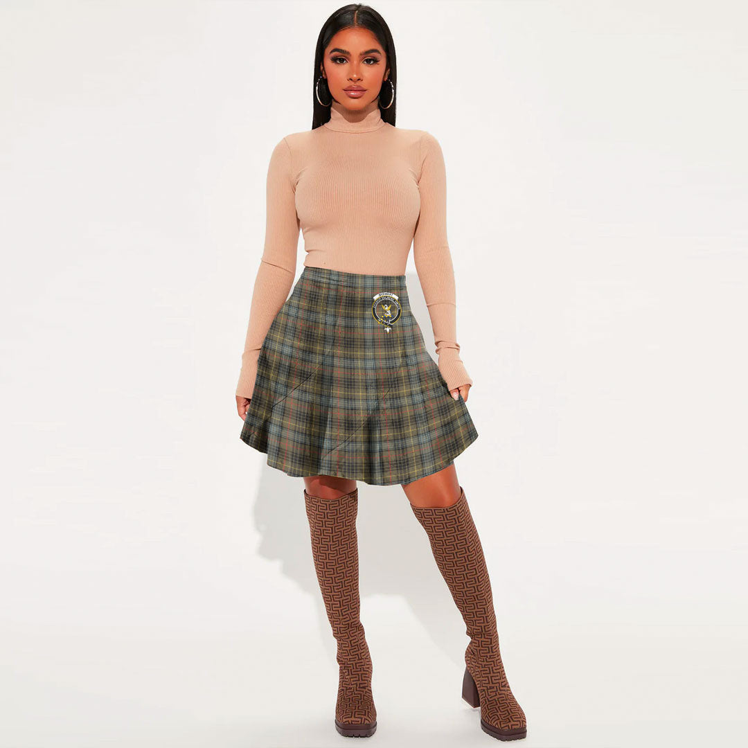 Stewart Hunting Weathered Tartan Crest Mini Skirt