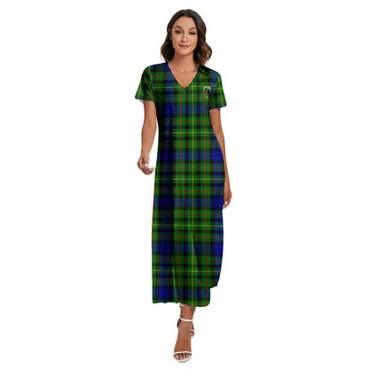 Rollo Modern Tartan Crest V-neck Dress Side Slit