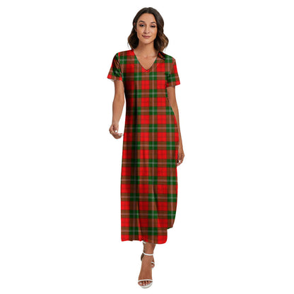 Lennox Modern Tartan Plaid V-neck Dress Side Slit