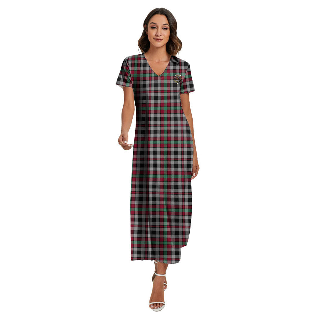 Borthwick Ancient Tartan Crest V-neck Dress Side Slit