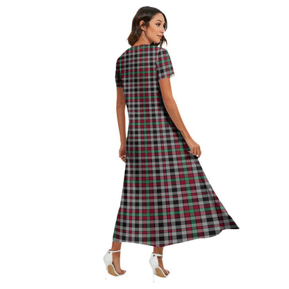 Borthwick Ancient Tartan Crest V-neck Dress Side Slit