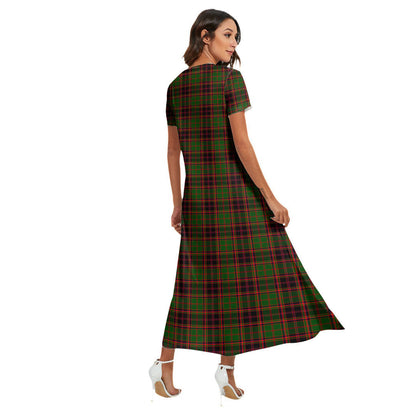 Buchan Modern Tartan Crest V-neck Dress Side Slit