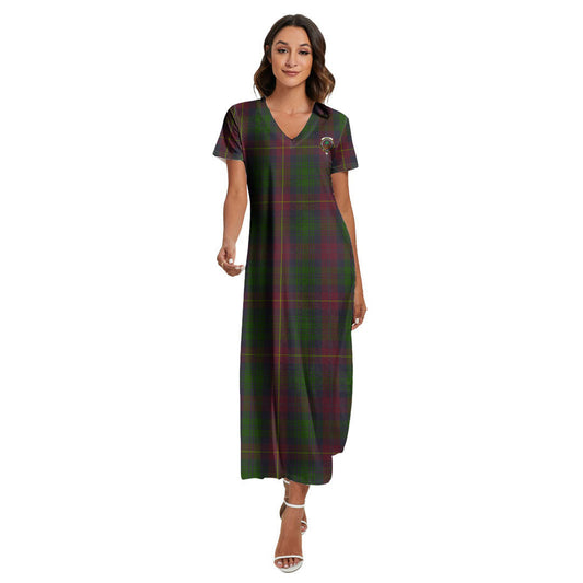 Cairns Tartan Crest V-neck Dress Side Slit