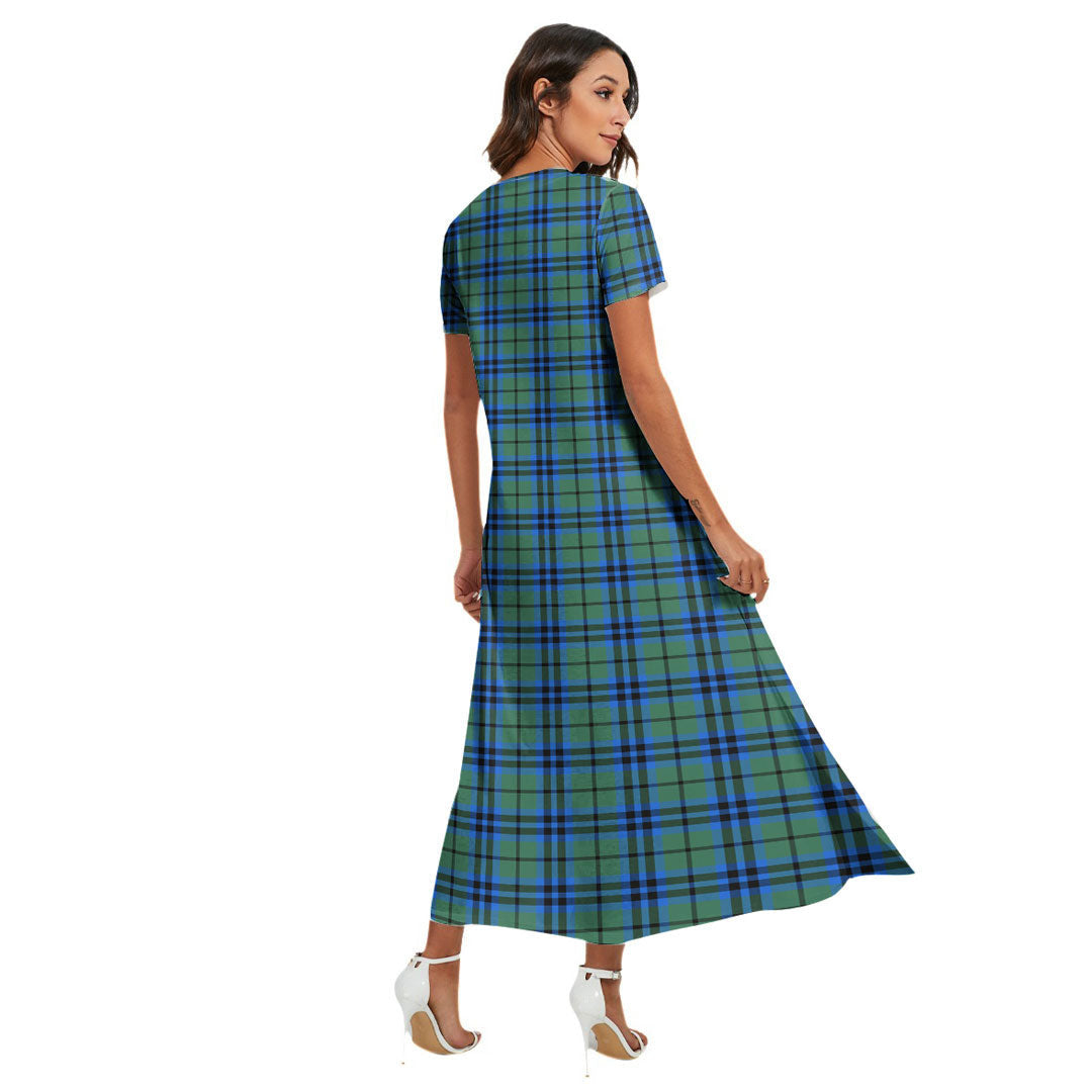 Falconer Tartan Plaid V-neck Dress Side Slit