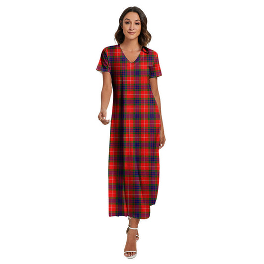 Fraser Modern Tartan Plaid V-neck Dress Side Slit