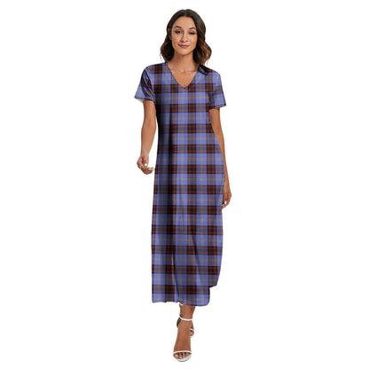 Rutherford Tartan Plaid V-neck Dress Side Slit