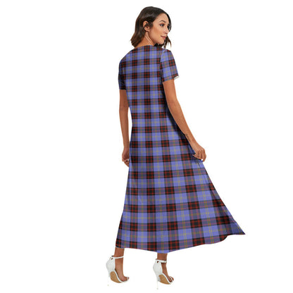 Rutherford Tartan Plaid V-neck Dress Side Slit