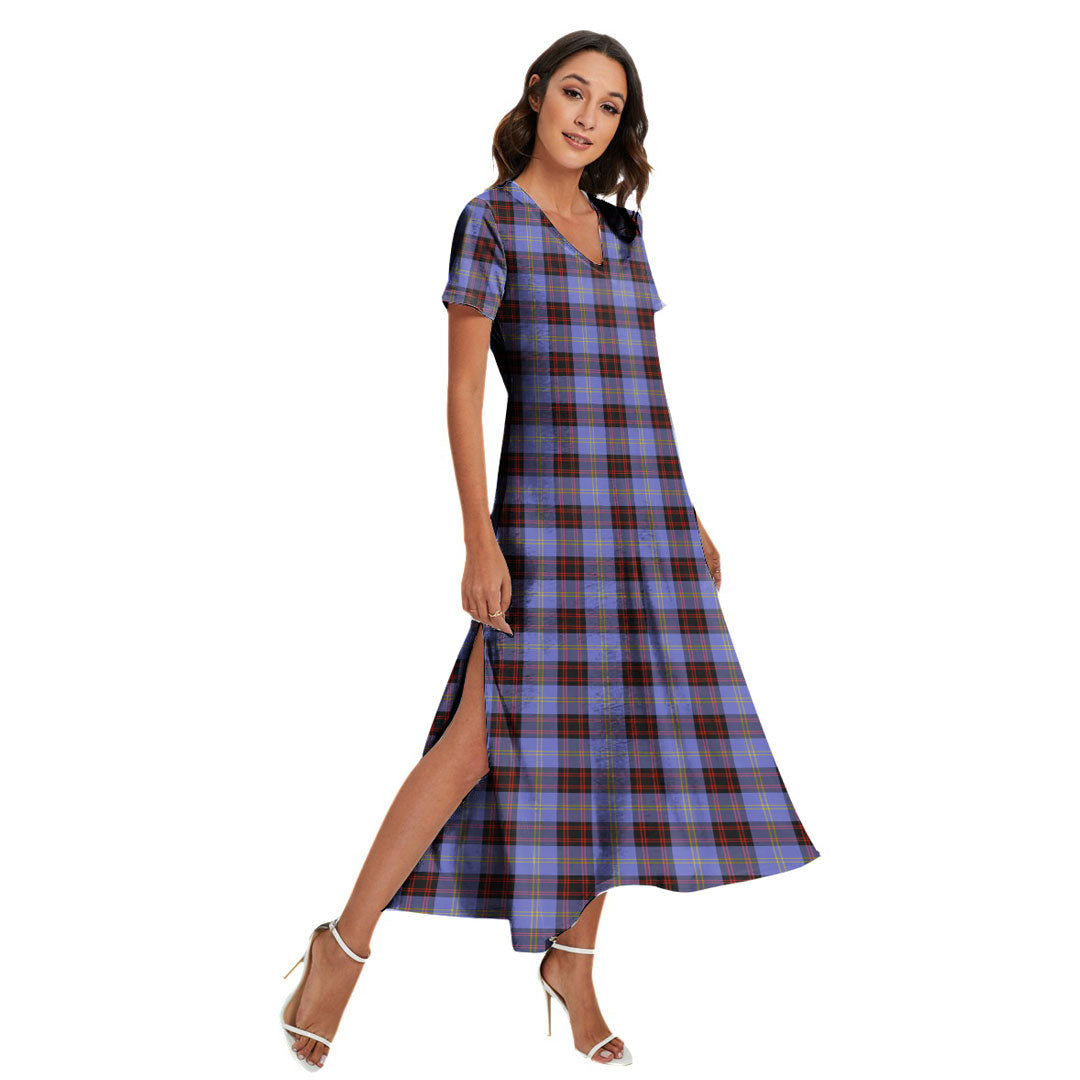 Rutherford Tartan Plaid V-neck Dress Side Slit