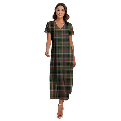 Buchanan Hunting Tartan Plaid V-neck Dress Side Slit